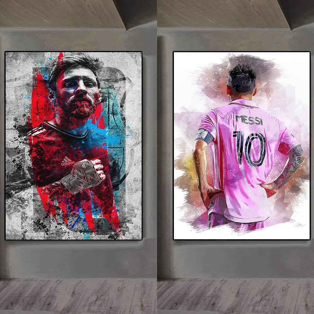 Football Legend Messi Canvas Artwork Prints Soccer Star Wall Art