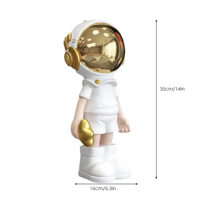 girl white Space Odyssey Artworks: Resin Cartoon Astronaut Statues - Creative Home Decoration Figurines for Nordic Desktop Decor, Indoor Ornaments, and Thoughtful Gifts