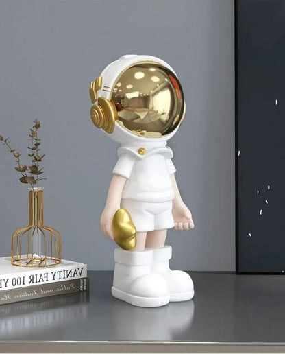 girl white Space Odyssey Artworks: Resin Cartoon Astronaut Statues - Creative Home Decoration Figurines for Nordic Desktop Decor, Indoor Ornaments, and Thoughtful Gifts