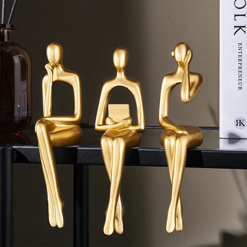 Gold-3pcs 3pcs Abstract Figure Ornaments Desk Decoration Modern Creative Art Statue Living Room Decoration Accessories Home Decor Gift