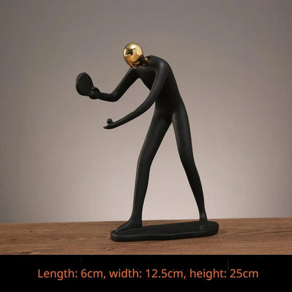Gold 9 / CHINA Resin Creative Movement Abstract Figure Statue Decoration Personality Home Decoration Living Room Entrance Desk Decoration