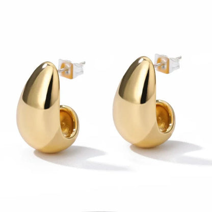 Gold Plated / United States Timeless Glamour: Gold or Silver Plated Stainless Steel Chunky Tear Drop Earrings