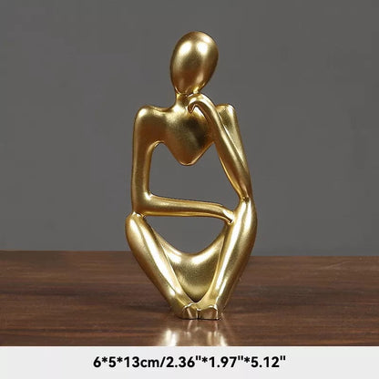 Golden 2 Abstract Thought Sculpture: Nordic-inspired Home Decor for Living Room, Desk, or Maison Ornaments