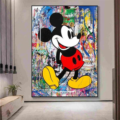 Graffiti Art Catoon Disney Anime Mickey Mouse Poster Street Art Canvas Painting and Print Wall Art Picture for Living Room Decor