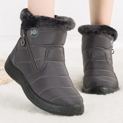 Gray / 35 Women Boots Watarproof Ankle Boots For Winter Shoes Women Keep Warm Snow Botines Female 2022 Luxury Zipper Winter Botas Mujer
