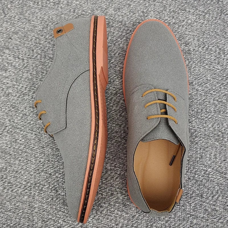 Gray / 39 2020 Spring Suede Leather Men Shoes Oxford Casual Shoes Classic Sneakers Comfortable Footwear Dress Shoes Large Size Flats