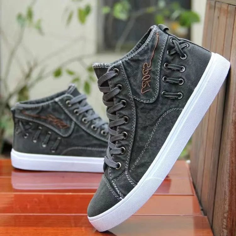 Gray / 39 Denim Canvas Shoes Men Sneakers Casual High Top Shoes for Men 2023 New Comfortable Trend Male Vulcanized Shoes Tenis Masculino