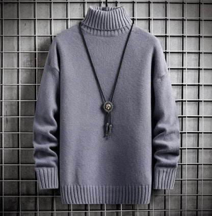 GRAY / S Winter Men's Turtleneck Cashmere Sweater Trend Plush Thickening Bottoming Sweater Solid Color Casual Fashion Male Warm Pullovers