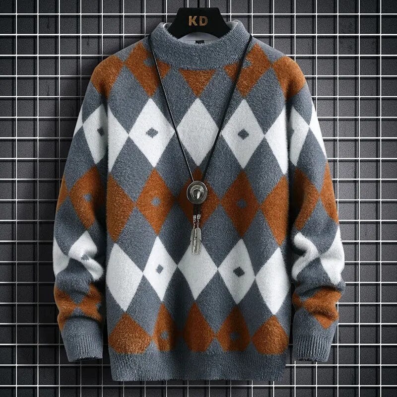 Argyle Sweater Elevate Your Style Colour Blocked Half