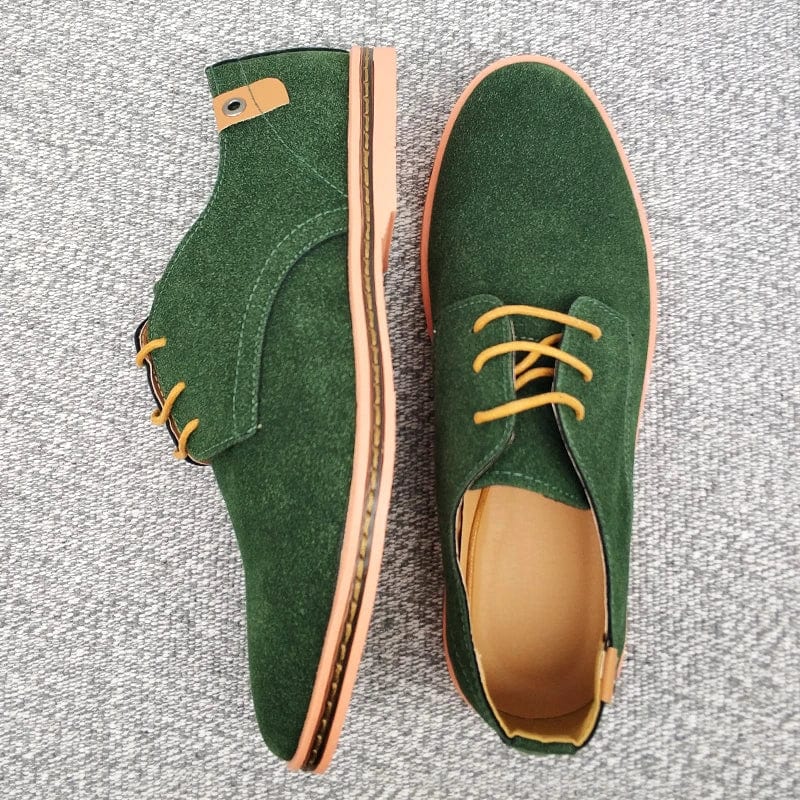 Green / 39 2020 Spring Suede Leather Men Shoes Oxford Casual Shoes Classic Sneakers Comfortable Footwear Dress Shoes Large Size Flats