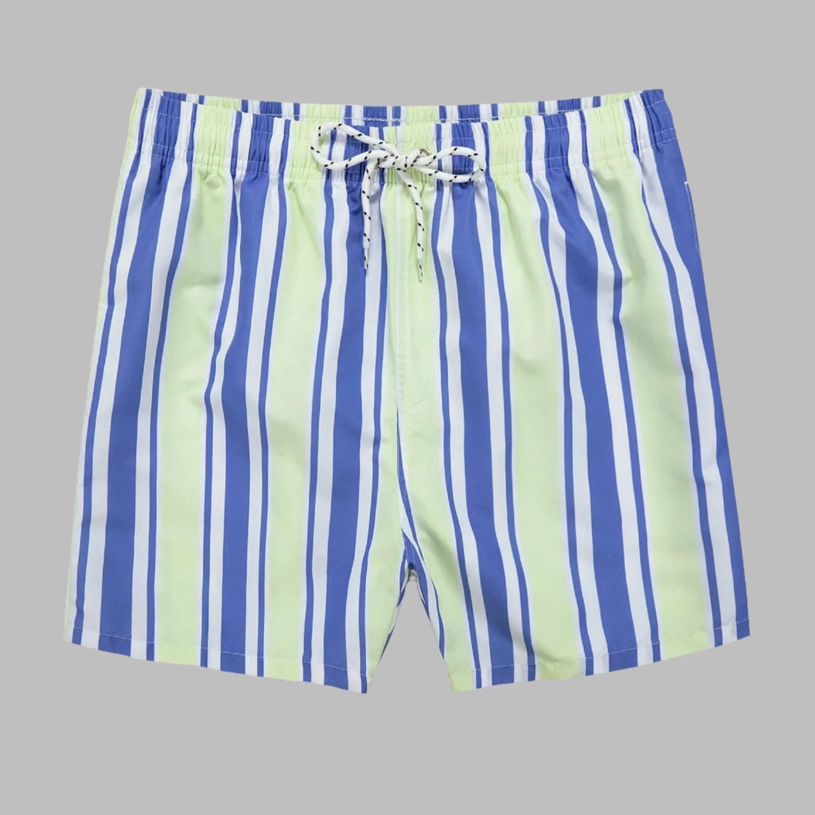 Green Blue / 36-38 Waist Men's Striped Beach Shorts: Drawstring Swim Trunks, Surfing Boardshorts, Casual Summer Beachwear