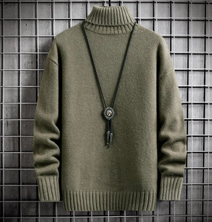 green / S Winter Men's Turtleneck Cashmere Sweater Trend Plush Thickening Bottoming Sweater Solid Color Casual Fashion Male Warm Pullovers
