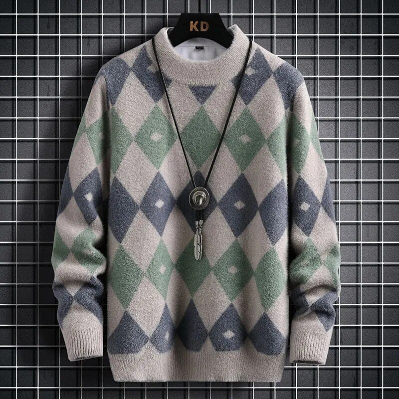 Argyle Sweater Elevate Your Style Colour Blocked Half