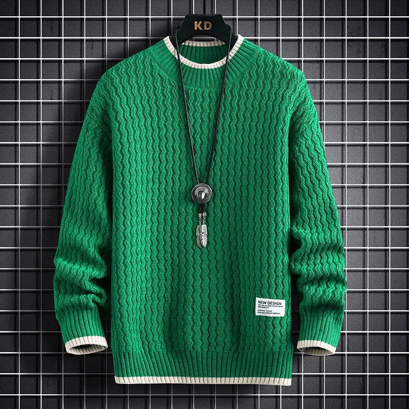 Green / XS Harajuku Stripe Pattern Sweater - Elevate Your Style: Knitted Pullover Vintage O-Neck Winter Sweater