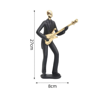 Guitarist Gold Nordic Art Dancing Couple Resin Figure Ornaments Figurines Home Decoration Accessories for Living Room Ornaments for Home Decor