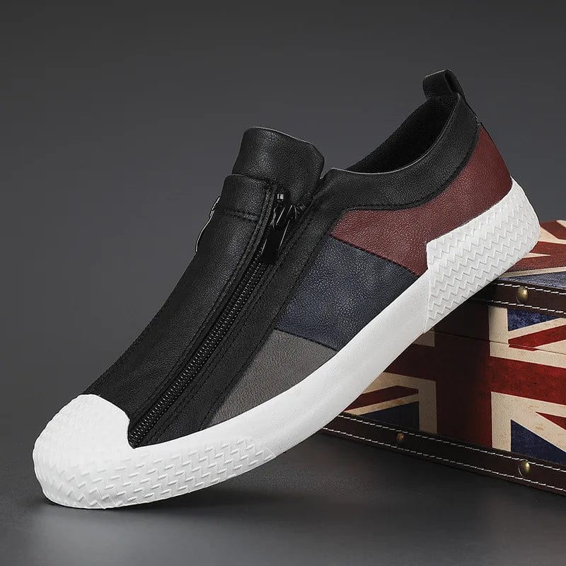 Handmade Leather Casual Men's Sneakers With Zip Detail