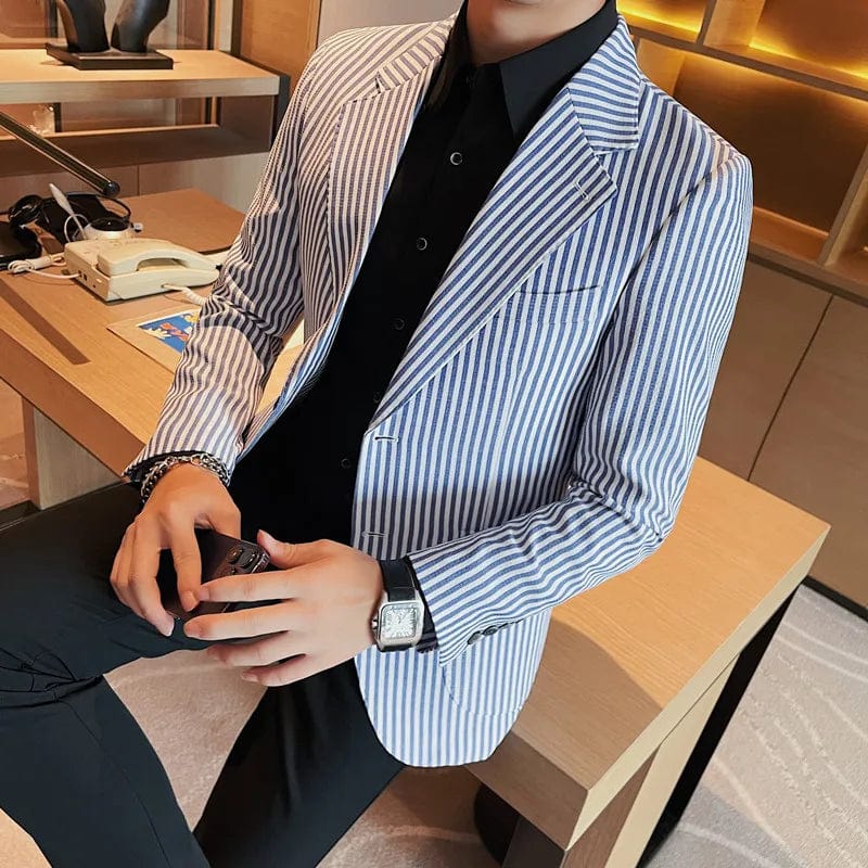 High Quality Striped Slim Fit Suit Blazer Jacket for Men
