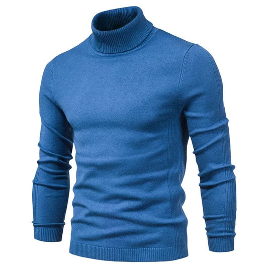 HIGH001-MD-blue / EUR  XL 72-80 kg Winter Elegance: Casual Solid Colour Turtleneck Sweater for Men, Combining Quality, Warmth, and Slim Style