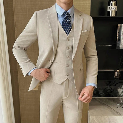 (Jacket, Vest & Pants) Luxury Men's 3-Piece Slim Fit Suit – Elegant Casual & Wedding Tuxedo