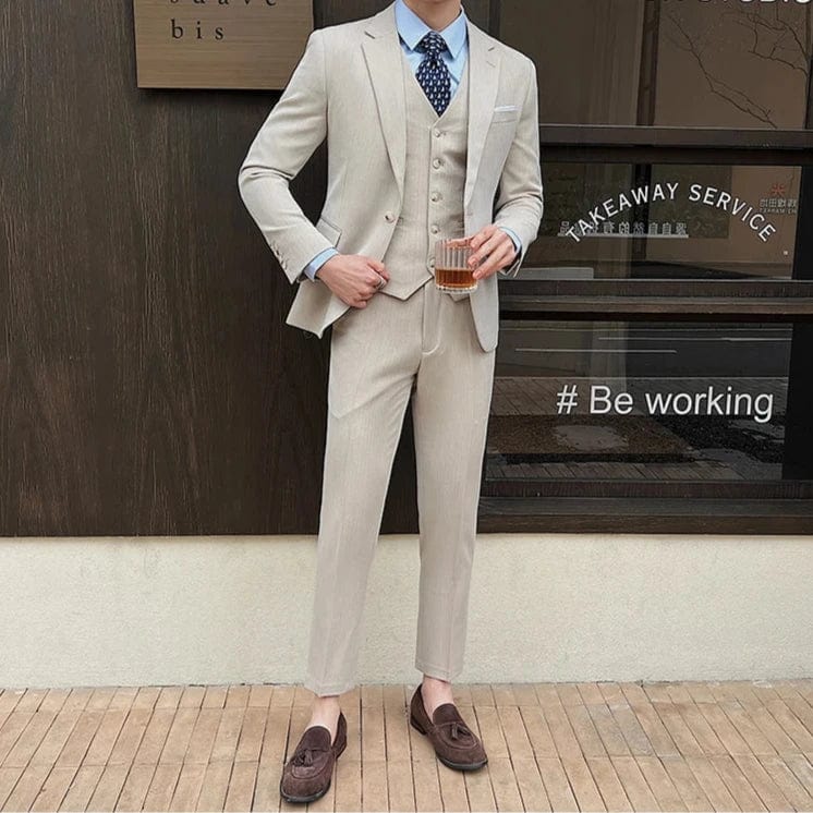 (Jacket, Vest & Pants) Luxury Men's 3-Piece Slim Fit Suit – Elegant Casual & Wedding Tuxedo