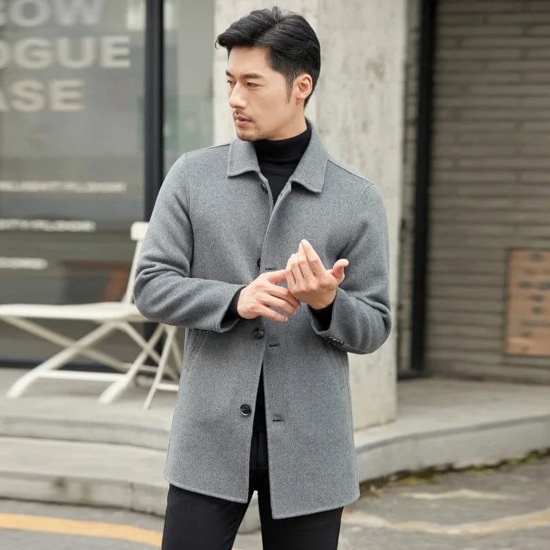 Men s 100 Cashmere Wool Coat Double Sided Pure Woolen Overcoat for Zebuci