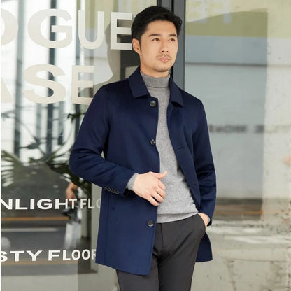 Jueqi Autumn and Winter New Cashmere Coat Men's Double sided Woolen Coat 100% Pure Woolen Coat MR-3013