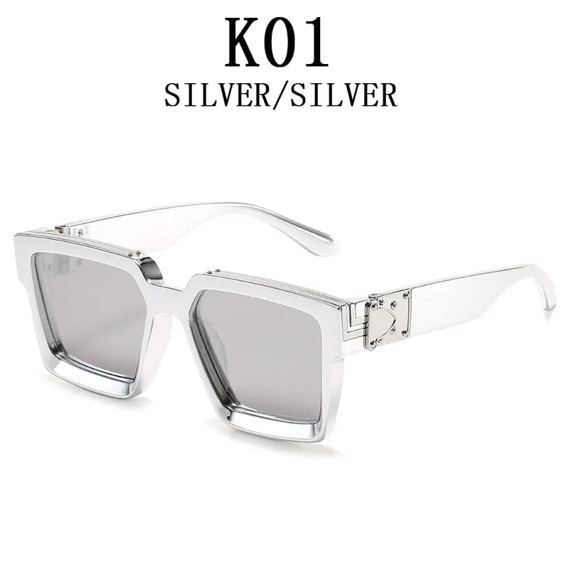 K01 Timeless Opulence: Square Oversized Millionaire Fashion Glasses - Vintage Glamour Luxury Sunglasses for Men