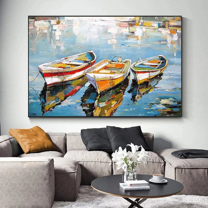 KBOATTB33-1 / 30x45cm No Frame Boats Seascape Landscape Oil Painting Canvas Artwork Prints