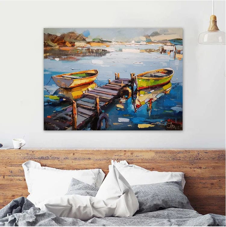KBOATTB33-10 / Medium 30x45cm Boats Seascape Landscape Oil Painting Canvas Artwork Prints