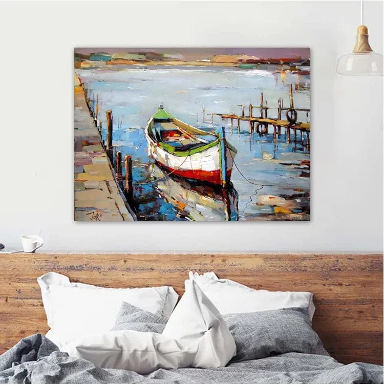 KBOATTB33-4 / 30x45cm No Frame 3 Boats Oil Canvas Painting Sea Landscape Posters and Prints Abstract Wall Art Pictures Cuadros Living Room Home Decor No Frame