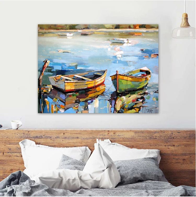 KBOATTB33-7 / 30x45cm No Frame 3 Boats Oil Canvas Painting Sea Landscape Posters and Prints Abstract Wall Art Pictures Cuadros Living Room Home Decor No Frame