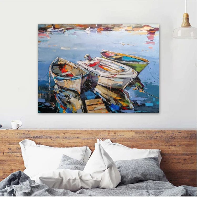 KBOATTB33-9 / 30x45cm No Frame Boats Seascape Landscape Oil Painting Canvas Artwork Prints