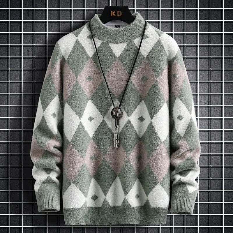 Long sleeve argyle discount sweater