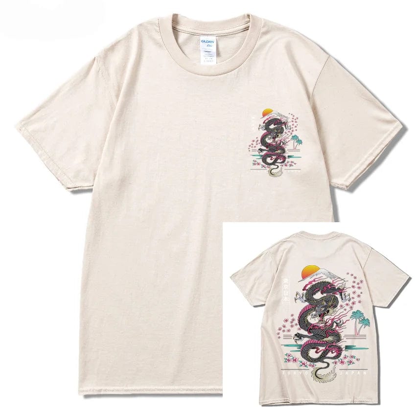 Khaki / XS Dragon T Shirt Tokyo Japanese Tanjirou Kamado Tee Shirt Men