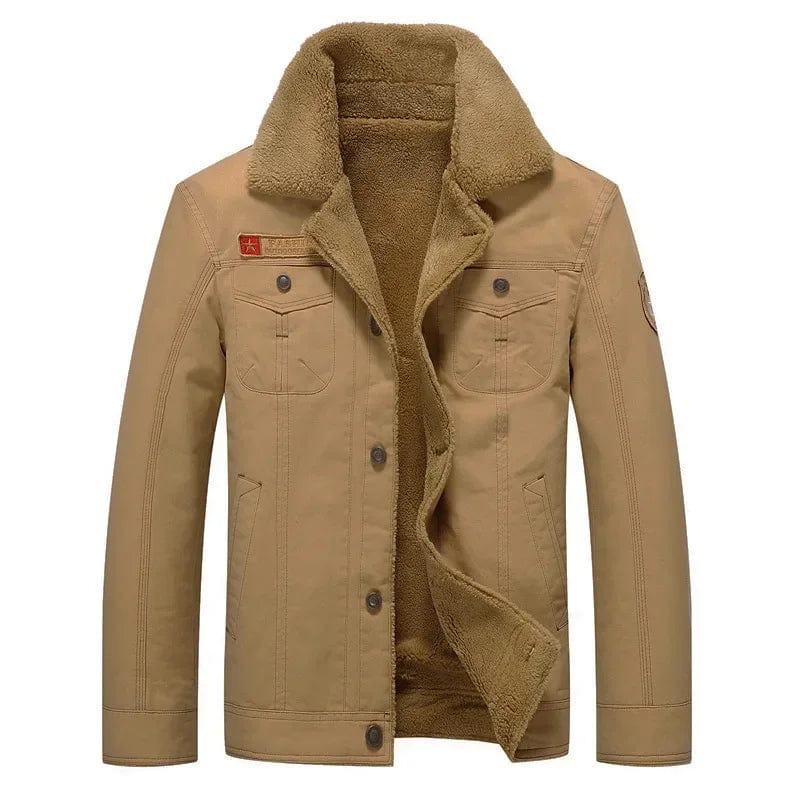 khaki01 / Asian M is Eur XS Winter Denim Jacket Men's Wool Thick Thermal Men'Jacket Jacket Denim Coat Multi Pocket Denim Clothing Men's Outdoor Jacket L-6XL
