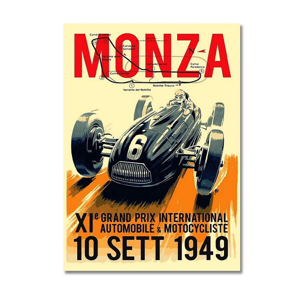 KRACEFEI-3 / Medium 30x45cm Vintage Car Races Monaco Prix F1 Racing Poster Canvas Painting Formula  Grand Prix Edition Racing Wall Art Pictures Home Decor