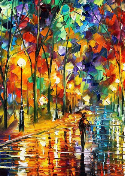 L / 20x30cm No Framed Colorful Landscape Wall Art Canvas Painting Street on Canvas Printed Modern Abstract Picture for Living Room Home Decor Unframe
