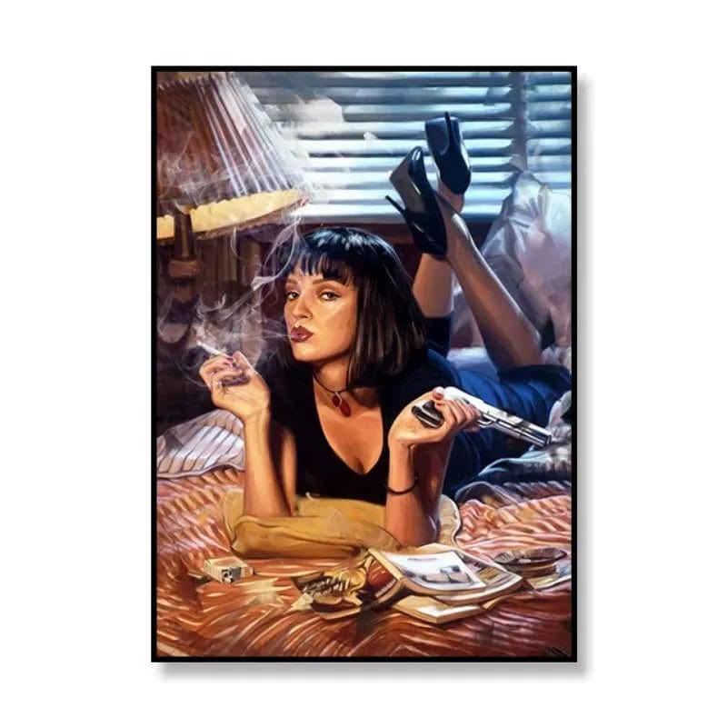 L / 30x40cm No Frame Pulp Fiction Movie Canvas Art Print Vintage Movie Poster Living Room Decoration Mural Modern Home Wall Decor Painting Unframed