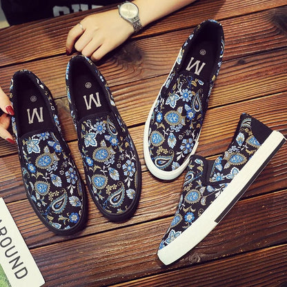 Large Size Canvas Shoes Comfortable Breathable Casual Shoes Men's Fashion Printing Shoes Driving Shoes Tenis Masculino