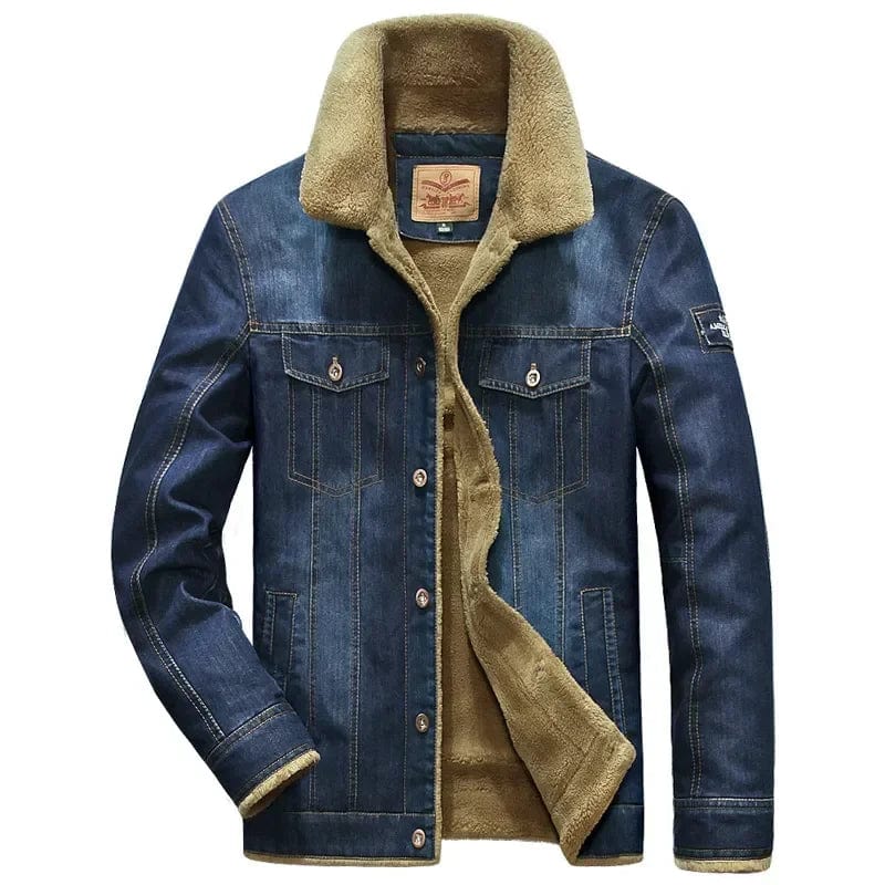 Light blue / Asian M is Eur XS Winter Denim Jacket Men's Wool Thick Thermal Men'Jacket Jacket Denim Coat Multi Pocket Denim Clothing Men's Outdoor Jacket L-6XL