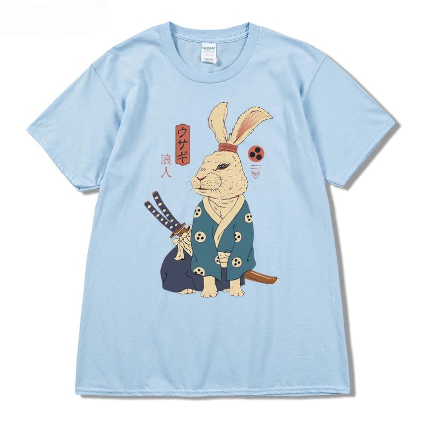 Light Blue / S Summer Loose Men/Women T Shirt Casual Short Sleeve ninja Rabbit Print Anime Tshirt Japanese Summer T-Shirt Tops Tee Swag Shirt