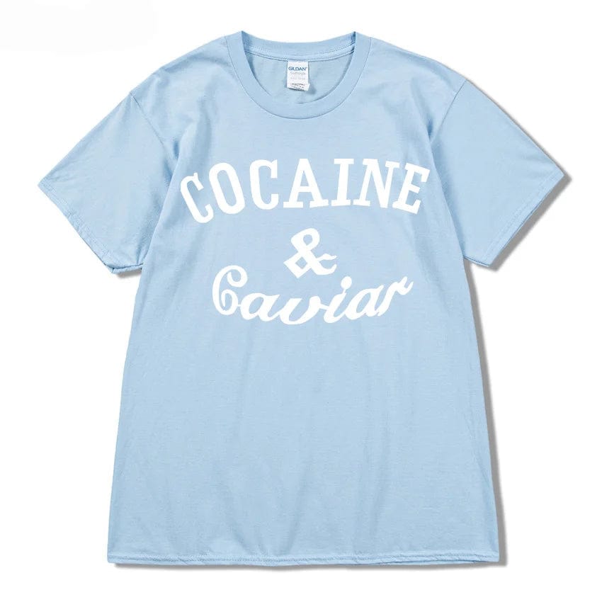 Light Blue / XS Caviar Lifestyle T-Shirt Streetwear Solid Colour O-Neck Short Sleeved