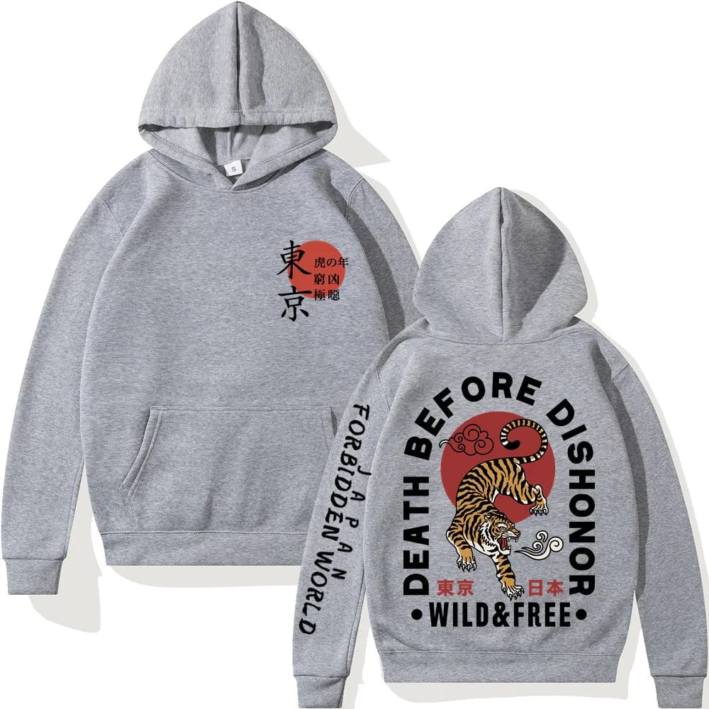 Light Gray / M nime Tiger Tokyo Revengers Printed Hoodies Hip Hop Sweatshirts Harajuku Long Sleeve Pullover Loose Print Streetwear for Unisex