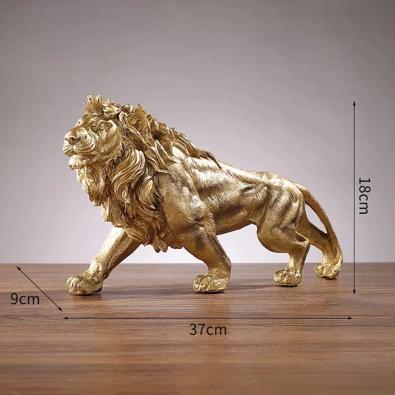 Lion king Golden Lion King Resin Ornament | Home and Office Decoration | Animal Statue Accessories for Living Room and Desktop Décor