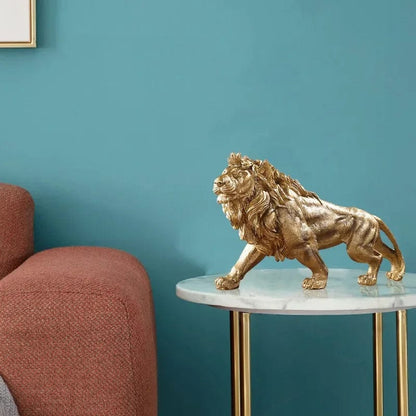 Lion king Golden Lion King Resin Ornament Home Office Desktop Animal Statue Decoration Accessories Living Room Home Decoration Ornament