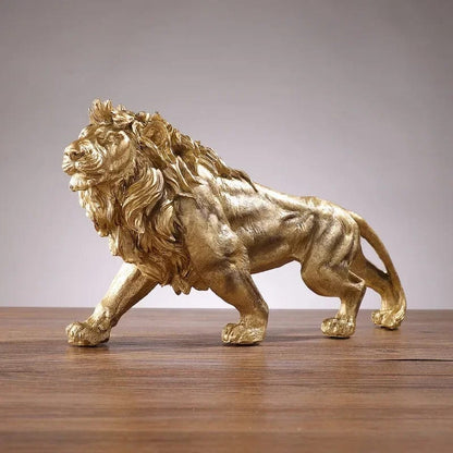 Lion king Golden Lion King Resin Ornament Home Office Desktop Animal Statue Decoration Accessories Living Room Home Decoration Ornament