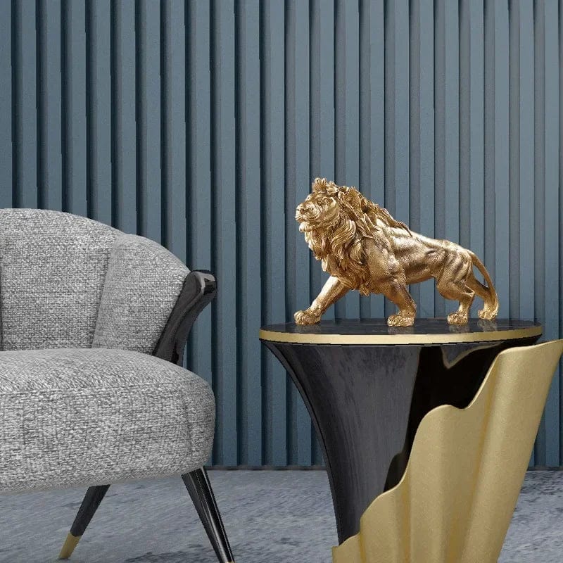 Lion king Golden Lion King Resin Ornament Home Office Desktop Animal Statue Decoration Accessories Living Room Home Decoration Ornament