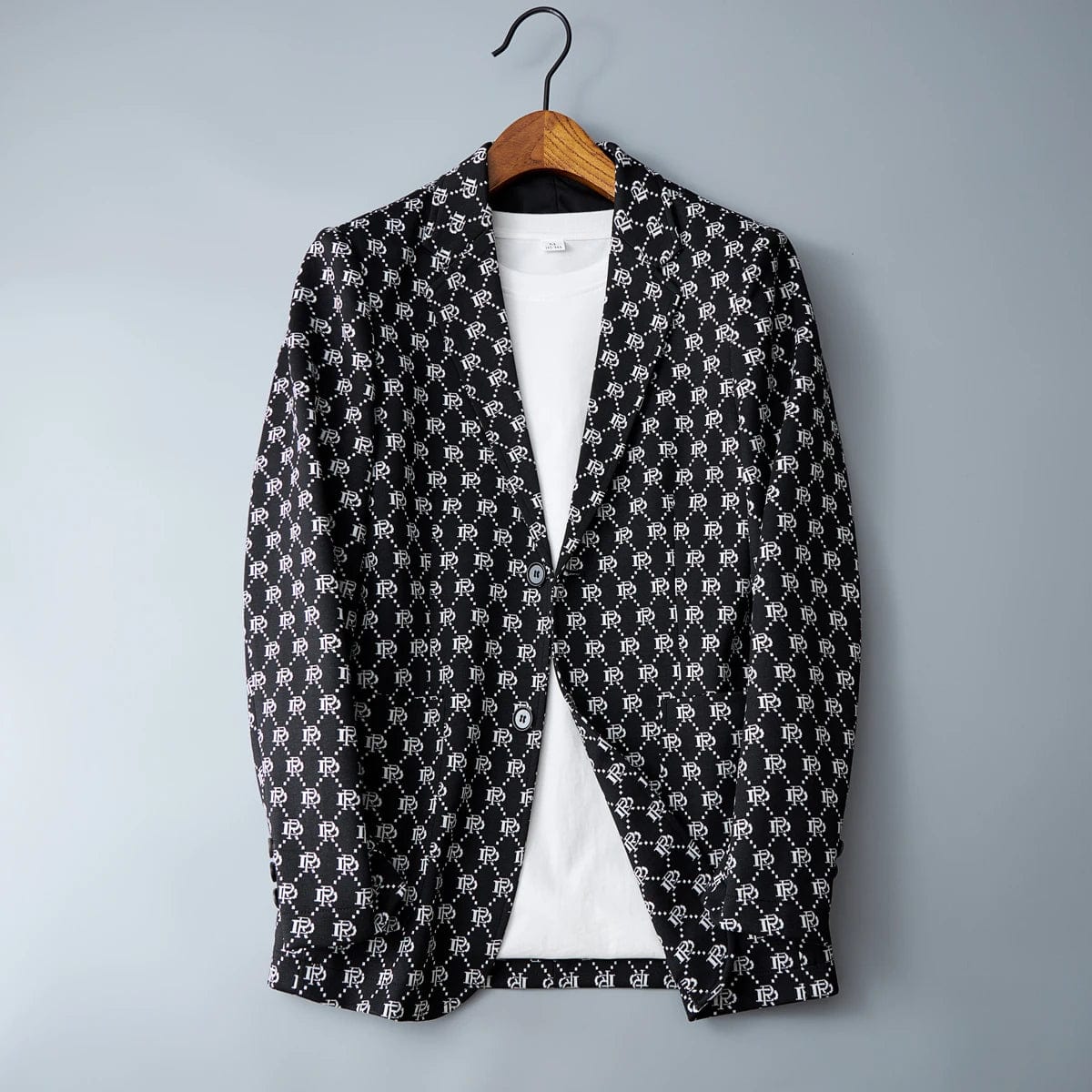 Luxury Letter Printed Men's Blazer Smart Casual Business Slim Fit Suit Jacket