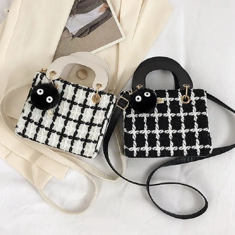 Luxury Mini Square Vintage Plaid Woollen Clutch Cross Shoulder Handbag Purse