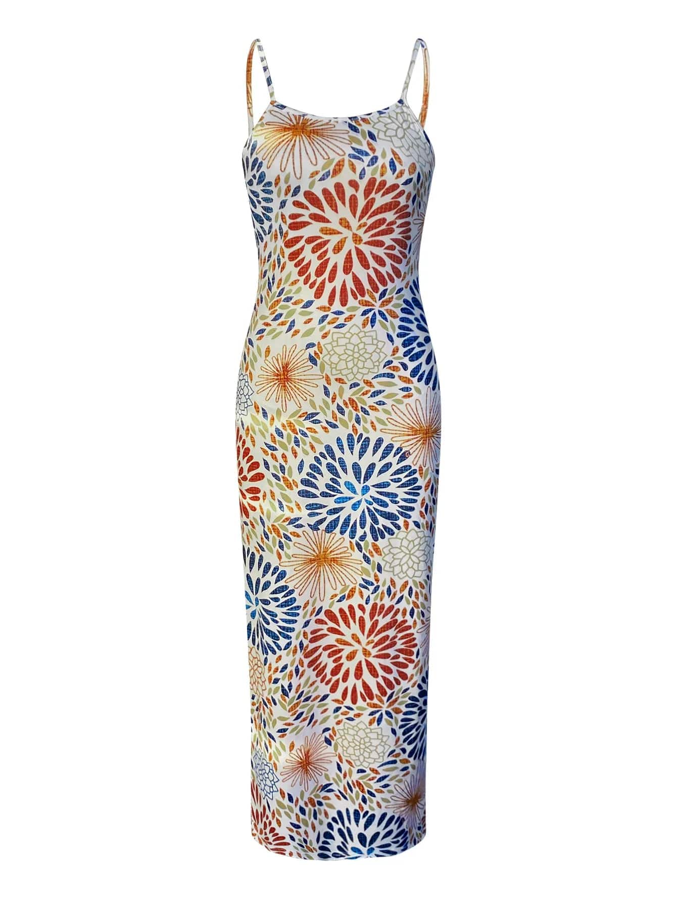 LW Casual Pattern Mixed Flower Print Maxi Dress Spring Summer Women New Sleeveless Pattern Ankle Length Vacation Dresses